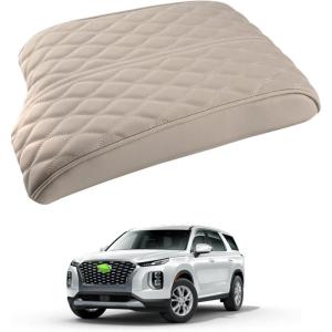imageAutorder Center Console Cover for Hyundai Palisade 2020 2021 2022 2023 2024 2025 Accessories Armrest Cover AntiScratch Middle Console Pad Leather Armrest Cushion Protector BlackBeige