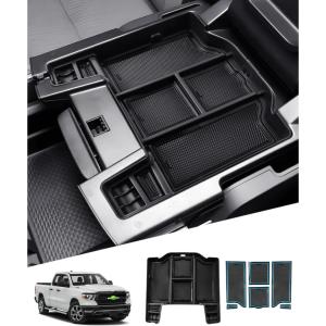 imageAutorder Center Console Organizer for 20192026 Dodge RAM 1500 2500 3500 Accessories Armrest Storage Box Secondary Insert Tray with 2 Color Mats Full Console wBucket Seats ONLY