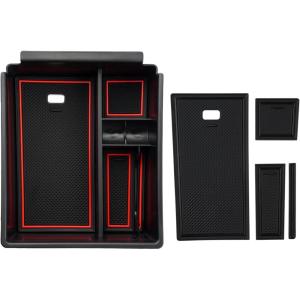 imageAutorder Center Console Organizer for 20222026 Hyundai Santa Cruz Accessories Car Armrest Storage Box Middle Console Tray Container with Black ampamp Red NonSlip Silicone Mats20222024 Tucson