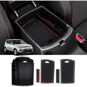 imageAutorder Center Console Organizer for 2023 2024 2025 2026 Kia NIRO Accessories Gear Shift Storage Box Gear Shifter Insert Tray with Black Mats20202026 Kia Soul