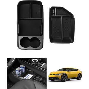 imageAutorder Center Console Organizer for 2023 2024 2025 2026 Kia NIRO Accessories Gear Shift Storage Box Gear Shifter Insert Tray with Black Mats20222026 Kia EV6 2PCS