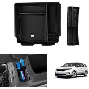imageAutorder Center Console Organizer for 2023 2024 2025 2026 Kia NIRO Accessories Gear Shift Storage Box Gear Shifter Insert Tray with Black Mats20222026 Kia Carnival 2PCS