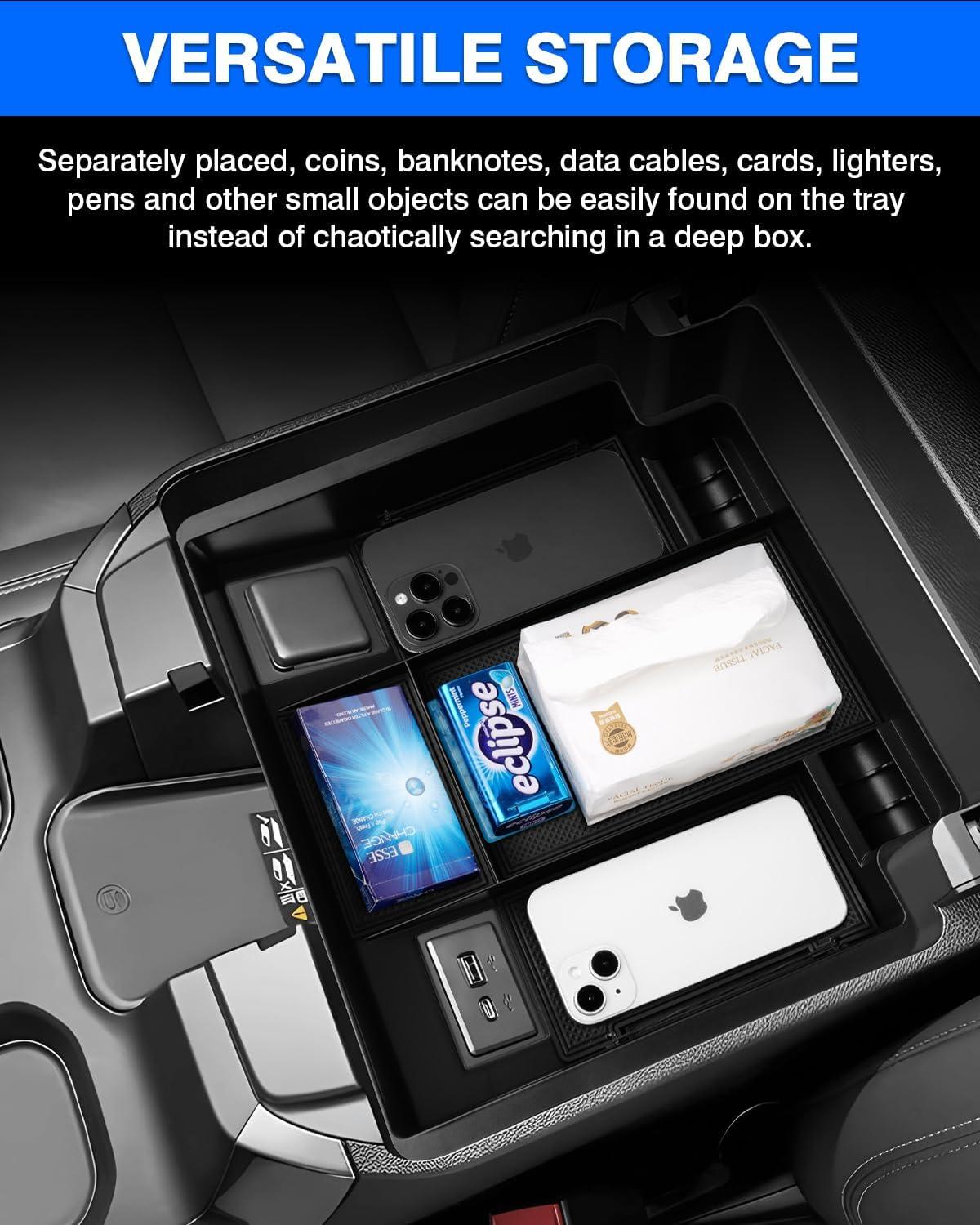 imageAutorder Center Console Organizer for 20192025 ChevyChevrolet Blazer Accessories Armrest Storage Box Secondary Insert Tray with 2 Color Mats20222026 Chevy SilveradoSierra 1500 2500 3500