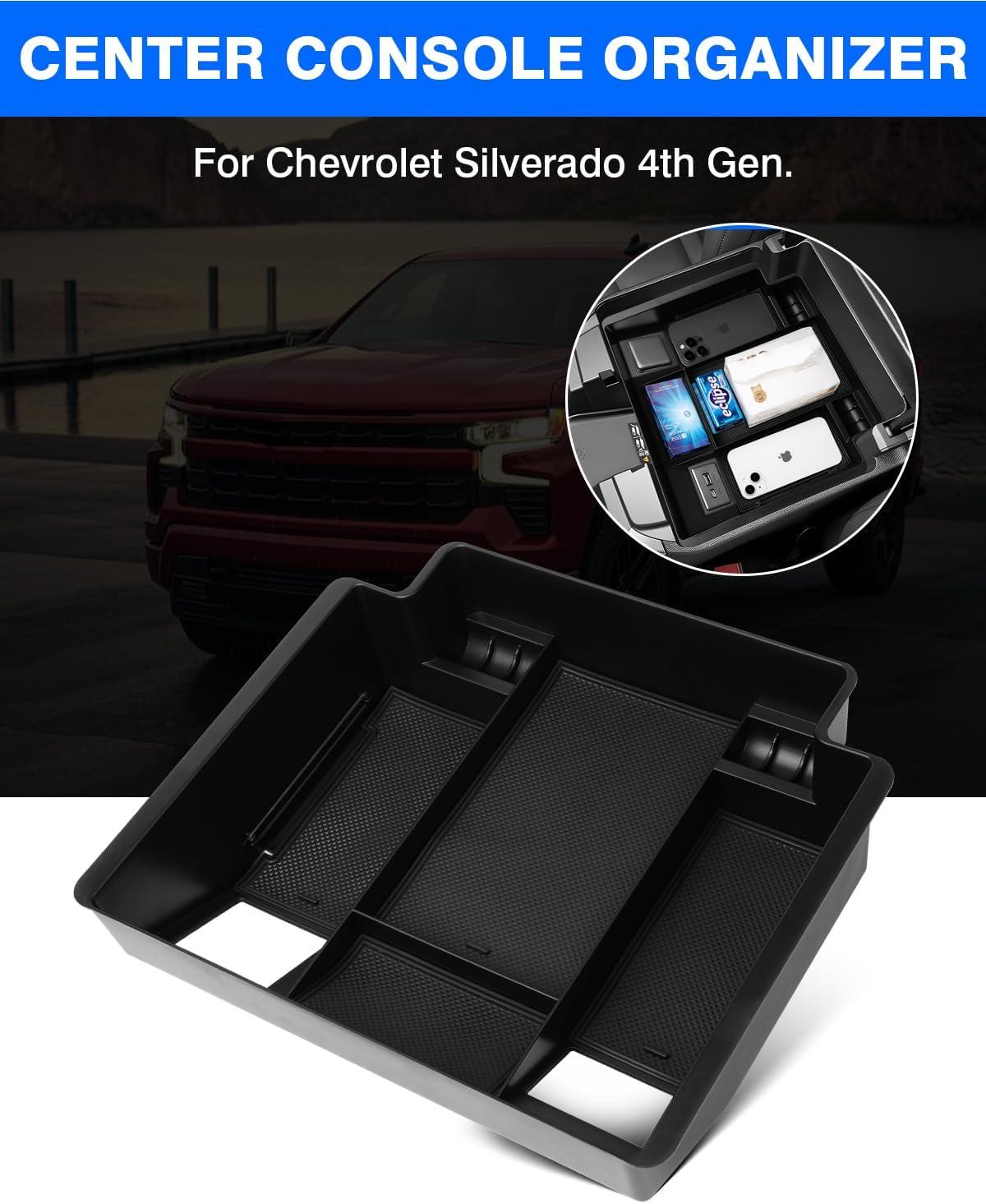 imageAutorder Center Console Organizer for 20192025 ChevyChevrolet Blazer Accessories Armrest Storage Box Secondary Insert Tray with 2 Color Mats20222026 Chevy SilveradoSierra 1500 2500 3500