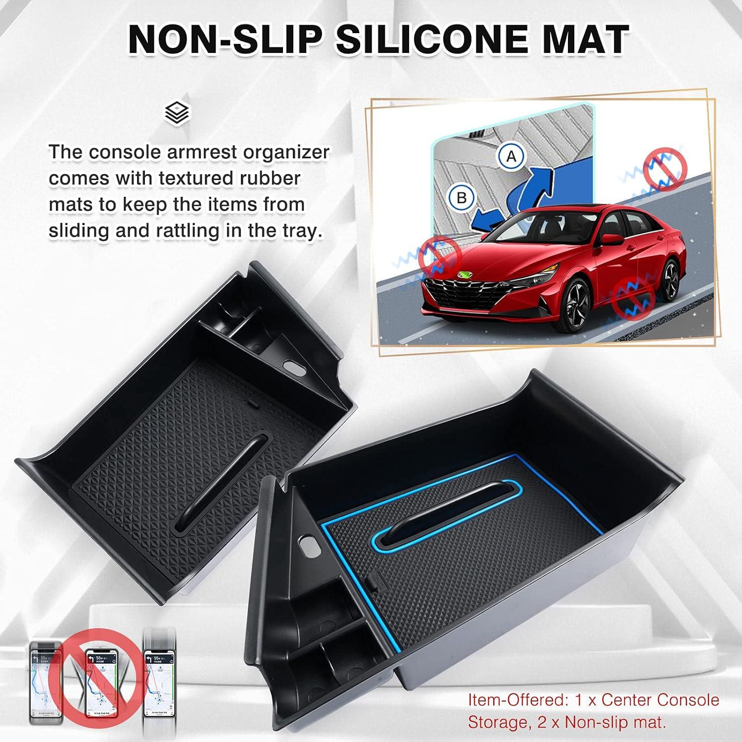 imageAutorder Center Console Organizer for 20212026 Hyundai Elantra Accessories Armrest Storage Box Secondary Insert Tray with 2 Color Mats NOT Fit Manual Hand Break Models