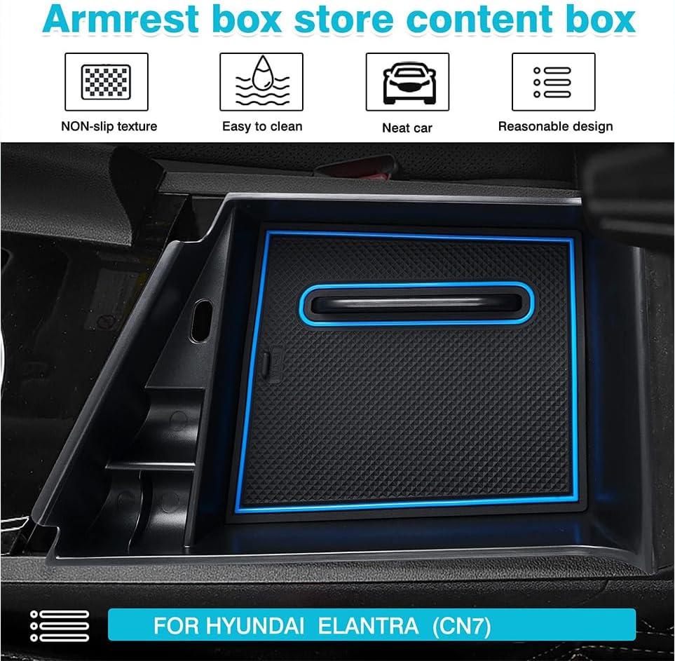 imageAutorder Center Console Organizer for 20212026 Hyundai Elantra Accessories Armrest Storage Box Secondary Insert Tray with 2 Color Mats NOT Fit Manual Hand Break Models