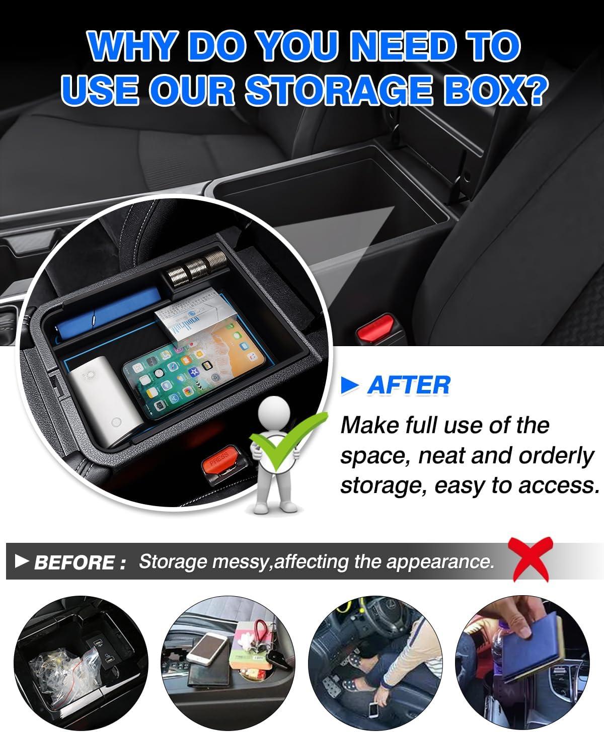 imageAutorder Center Console Organizer for Nissan Sentra 2020 2021 2022 2023 2024 2025 Accessories Armrest Storage Box Secondary Insert Tray with 2 Color Mats