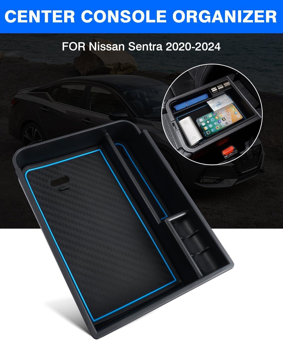imageAutorder Center Console Organizer for Nissan Sentra 2020 2021 2022 2023 2024 2025 Accessories Armrest Storage Box Secondary Insert Tray with 2 Color Mats