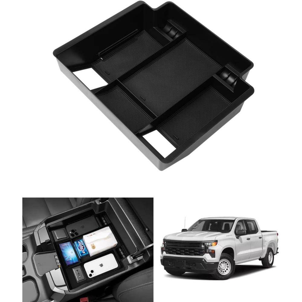 imageAutorder Center Console Organizer for 20192025 ChevyChevrolet Blazer Accessories Armrest Storage Box Secondary Insert Tray with 2 Color Mats20222026 Chevy SilveradoSierra 1500 2500 3500