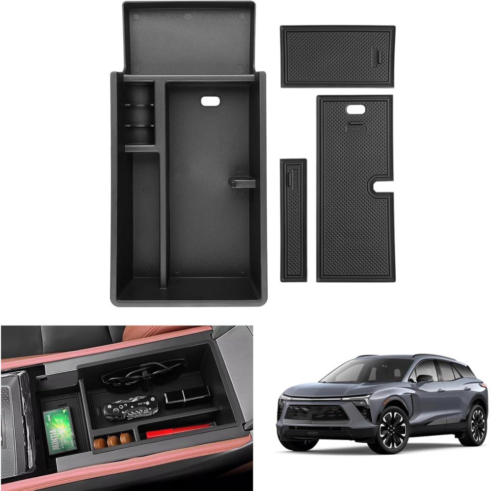 imageAutorder Center Console Organizer for 20192025 ChevyChevrolet Blazer Accessories Armrest Storage Box Secondary Insert Tray with 2 Color Mats20242026 Chevy Blazer EV