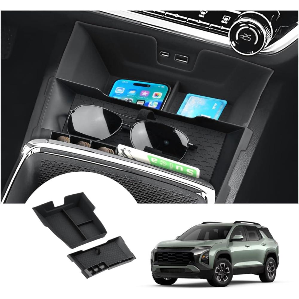 imageAutorder Center Console Organizer for 20192025 ChevyChevrolet Blazer Accessories Armrest Storage Box Secondary Insert Tray with 2 Color Mats20252026 Chevy Equinox 2PCS