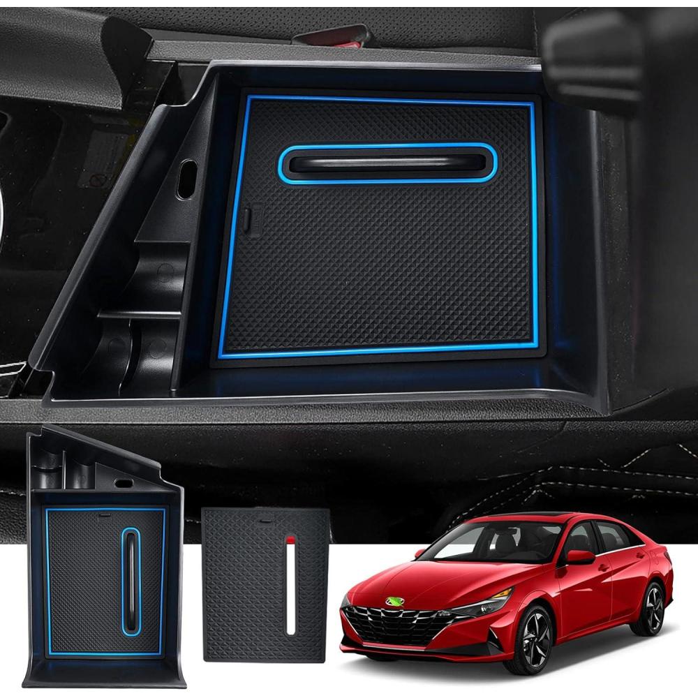 imageAutorder Center Console Organizer for 20212026 Hyundai Elantra Accessories Armrest Storage Box Secondary Insert Tray with 2 Color Mats NOT Fit Manual Hand Break Models
