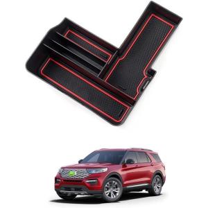 imageAutorder Center Console Organizer for Ford Explorer 2020 2021 2022 2023 2024 Accessories Armrest Storage Box Secondary Insert Tray with Red Mat224 X 744 X 1047 inches