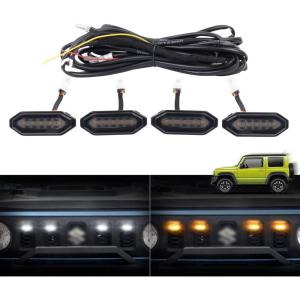 imageAutorder Compatible with LED Grille Lights Suzuki Jimny 20182022 2023 2024 2025 JB64W JB74W Accessories Front Warning Bulbs with AmberWhite Lights Decorative LED Lamps 4PCS