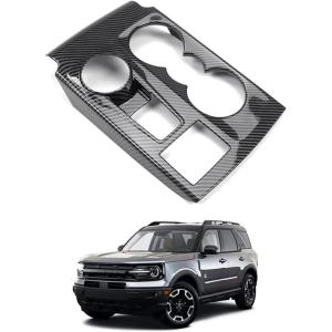 imageAutorder Custom Fit for Accessories 2021 2022 2023 2024 2025 Ford Bronco Sport Carbon Fiber Button Frame Panel Cover Center Console Interior TrimGear Shift Panel Cover