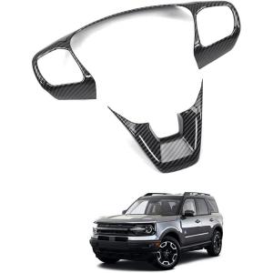 imageAutorder Custom Fit for Accessories 2021 2022 2023 2024 2025 Ford Bronco Sport Carbon Fiber Button Frame Panel Cover Center Console Interior TrimSteering Wheel Cover