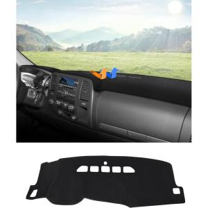 imageAutorder Dashboard Cover Mat for 20072013 Chevy Chevrolet SilveradoGMC Sierra with Two Glove Boxes Accessories Dash Cover Flannel Dash Mat Sunshade Glare UV Rays Protector