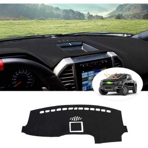 imageCartist Dashboard Cover Mat for 20152018 2019 2020 Ford F150 F150 Accessories Dash Cover Flannel Dash Mat Sunshade Glare UV Rays ProtectorWithout HUD