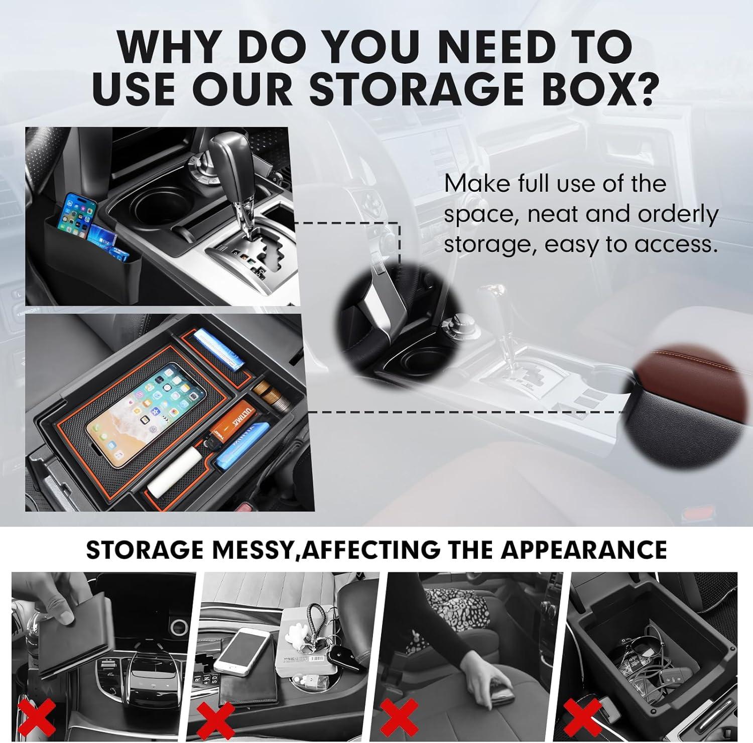 imageAutorder Center Console Organizer for 2021 2022 2023 2024 Toyota Venza Accessories Armrest Storage Box Secondary Insert Tray with 2 Color Mats20102024 Toyota 4Runner 2PCS