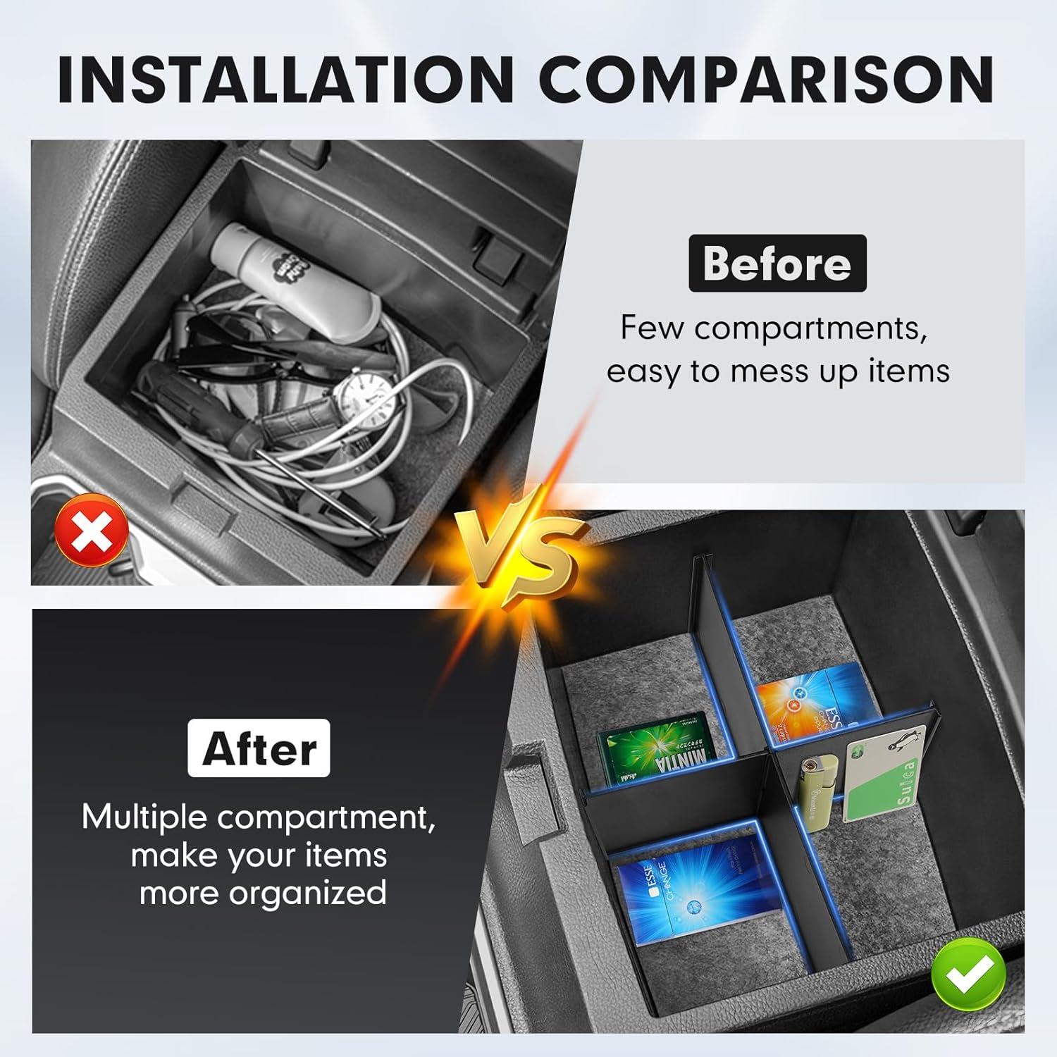 imageAutorder Center Console Organizer for 2021 2022 2023 2024 Toyota Venza Accessories Armrest Storage Box Secondary Insert Tray with 2 Color Mats20242026 Toyota Tacoma 2PCS