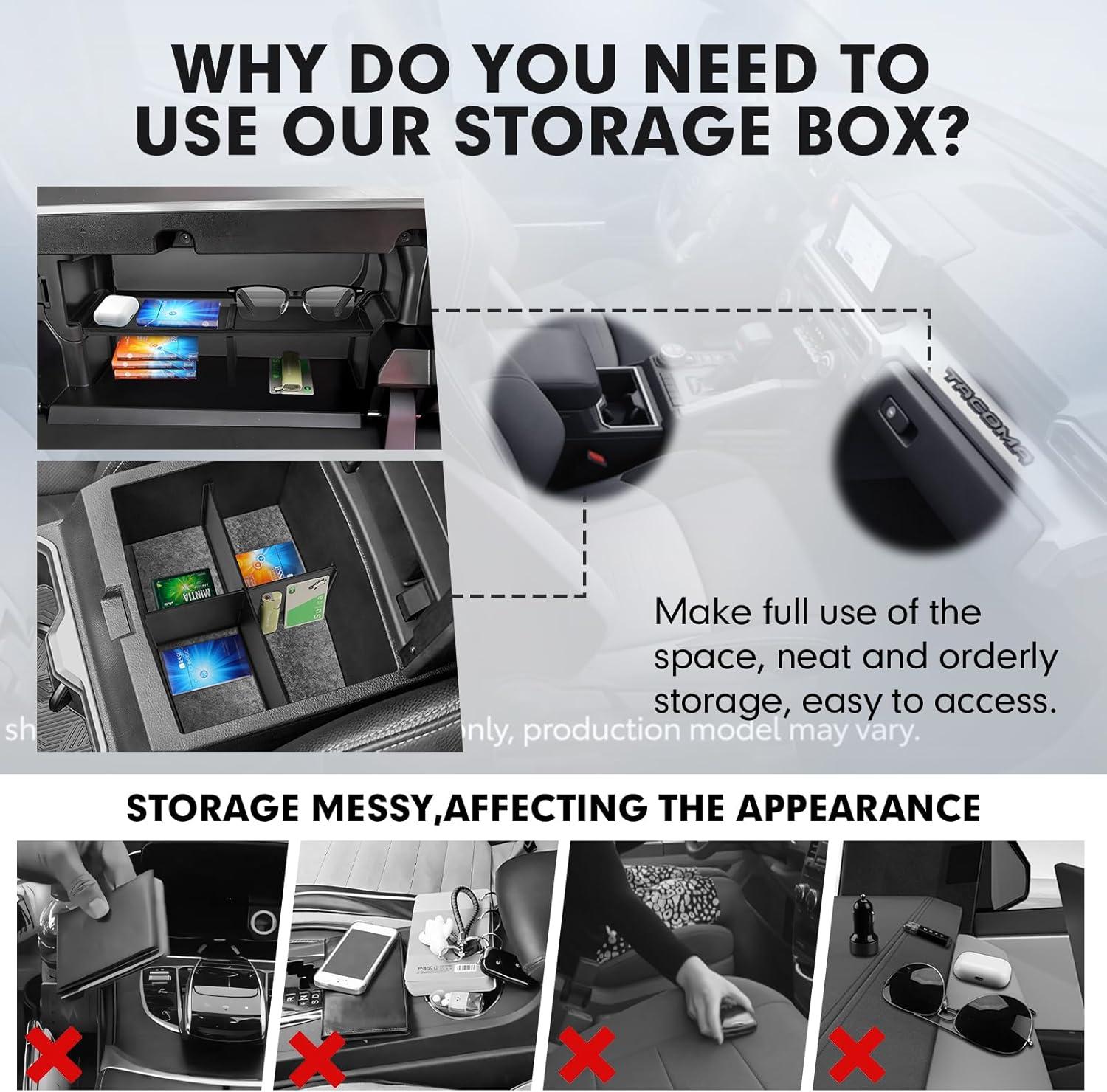 imageAutorder Center Console Organizer for 2021 2022 2023 2024 Toyota Venza Accessories Armrest Storage Box Secondary Insert Tray with 2 Color Mats20242026 Toyota Tacoma 2PCS