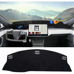 imageAutorder Dashboard Cover Mat for 2021 2022 2023 Tesla Model S Plaid Accessories Dash Cover Flannel Dash Mat Sunshade Glare UV Rays Protector