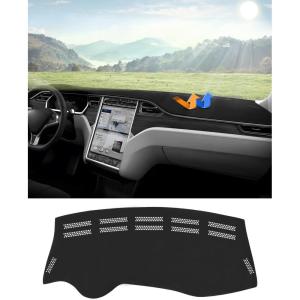 imageAutorder Dashboard Cover Mat for Tesla Model X 2016 2017 2018 2019 Accessories Dash Cover Flannel Dash Mat Sunshade Glare UV Rays Protector